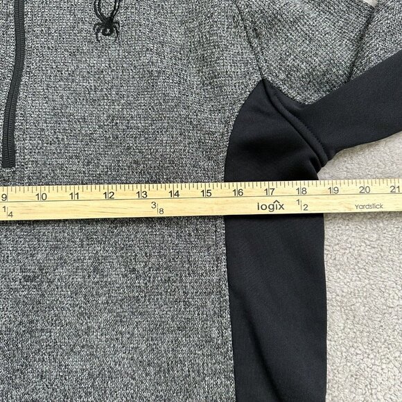 Spyder Men's Pull Over 1/4 Zip Long Sleeve Sweater Size M Gray Black Mock Neck - Picture 5 of 11